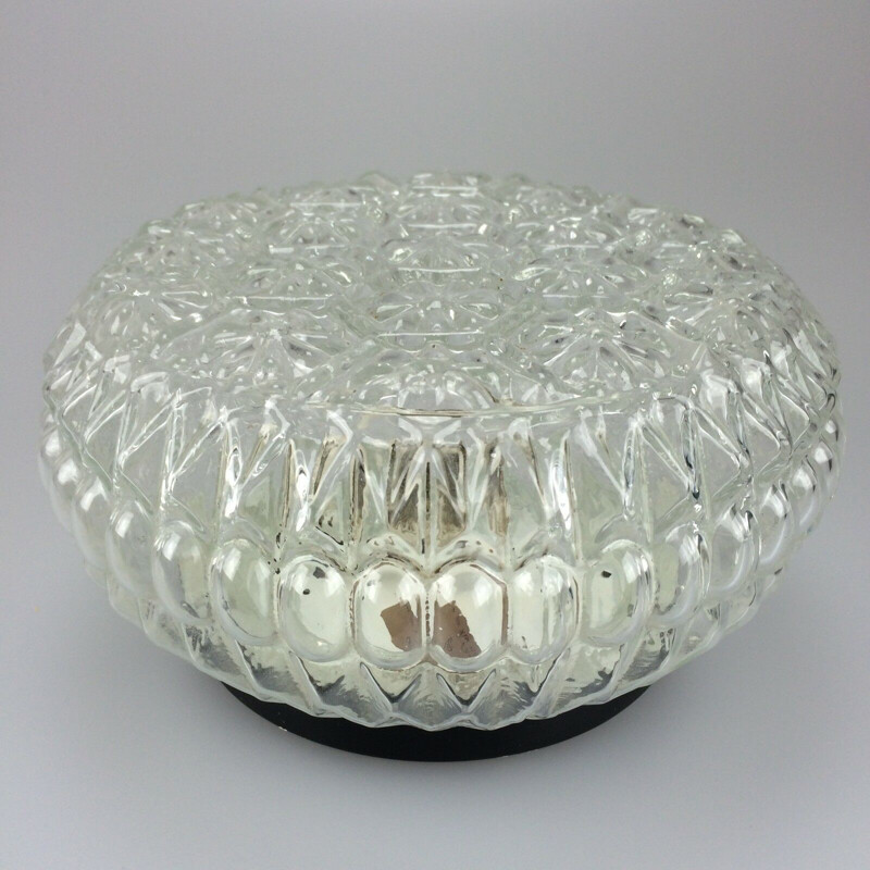 Vintage ceiling lamp in glass, 1960-1970s