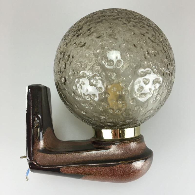 Vintage ceramic and glass wall lamp, 1960