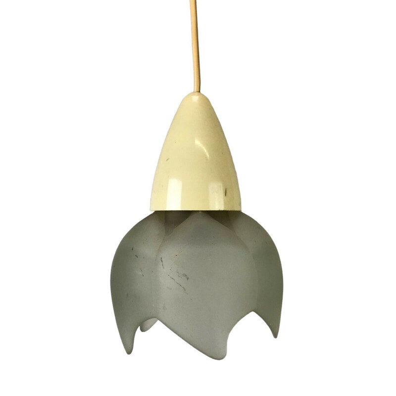Lámpara de suspensión de cristal vintage de Erco, 1960-1970
