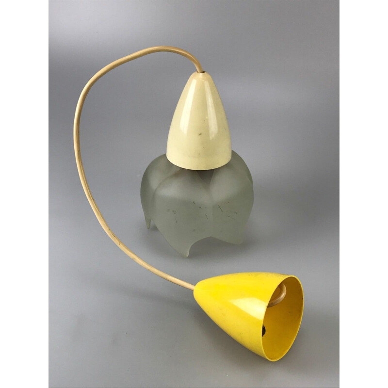 Vintage pendant lamp in glass by Erco, 1960-1970s