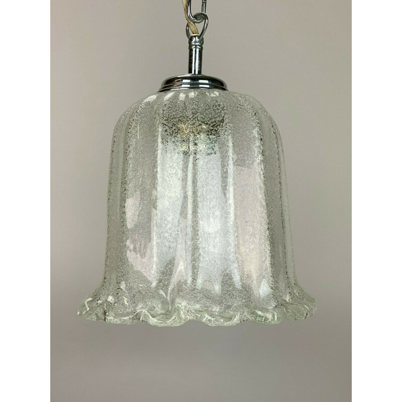 Vintage ball pendant lamp in chrome and glass, 1960-1970s