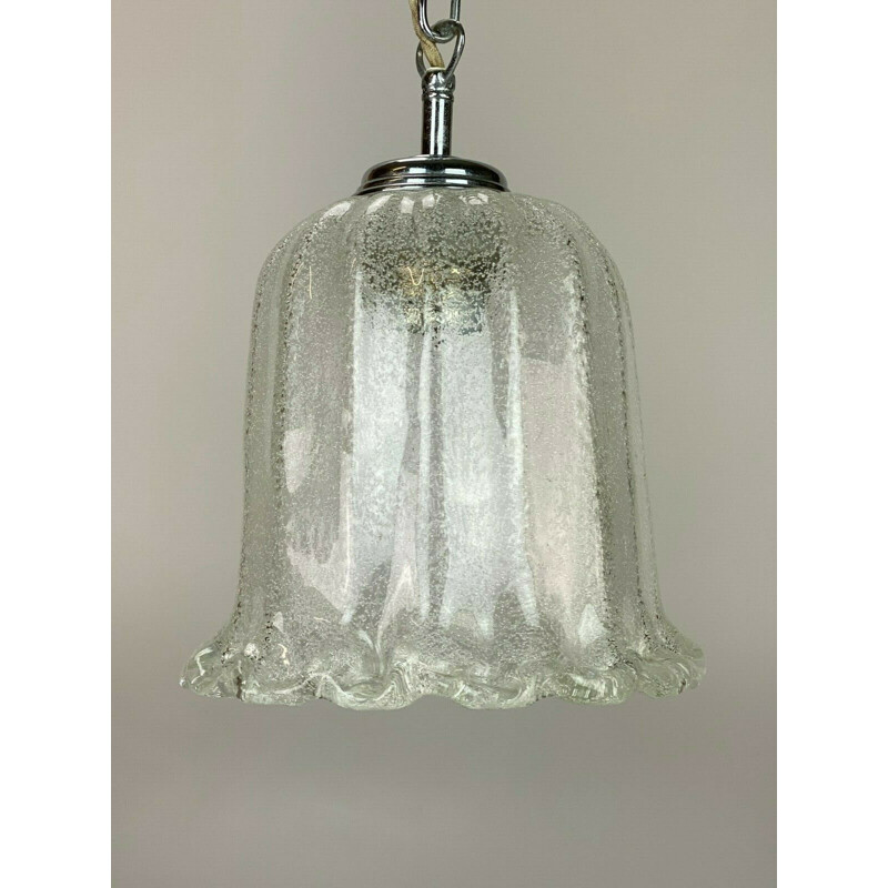 Vintage ball pendant lamp in chrome and glass, 1960-1970s