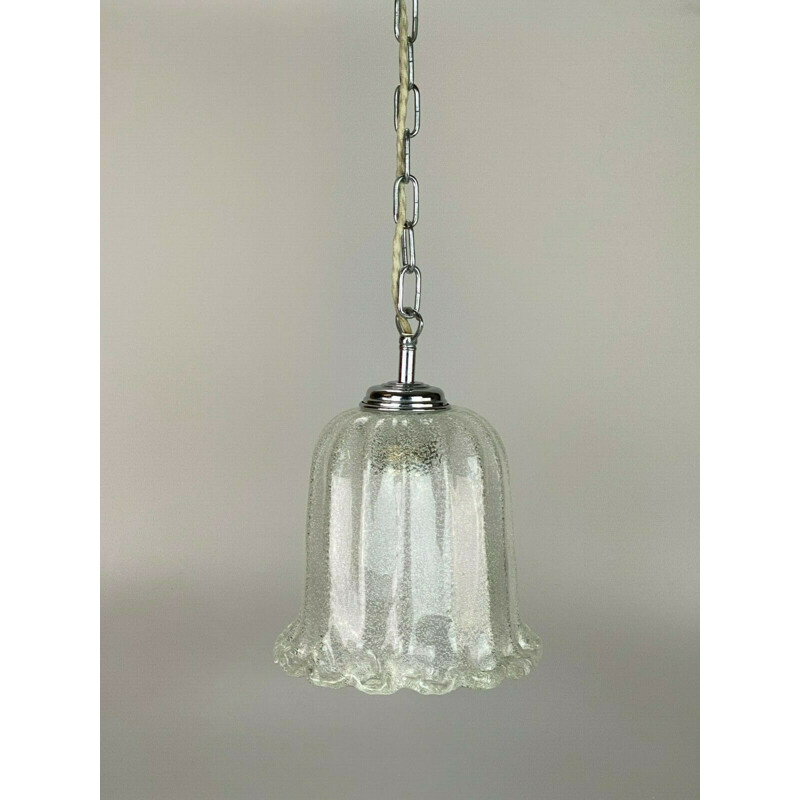 Suspension boule vintage en chrome et verre, 1960-1970