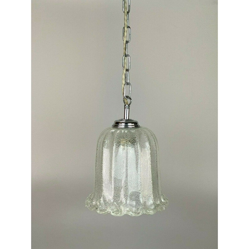 Vintage ball pendant lamp in chrome and glass, 1960-1970s