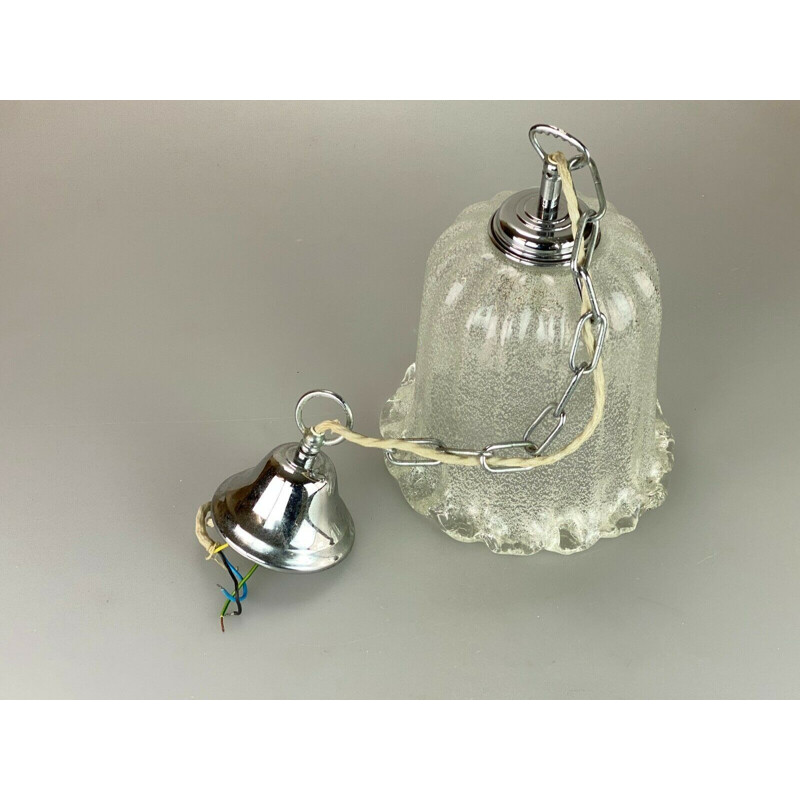 Suspension boule vintage en chrome et verre, 1960-1970