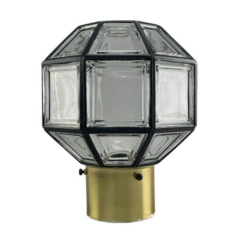 Vintage glazen plafondlamp van Glashütte Limburg, 1960