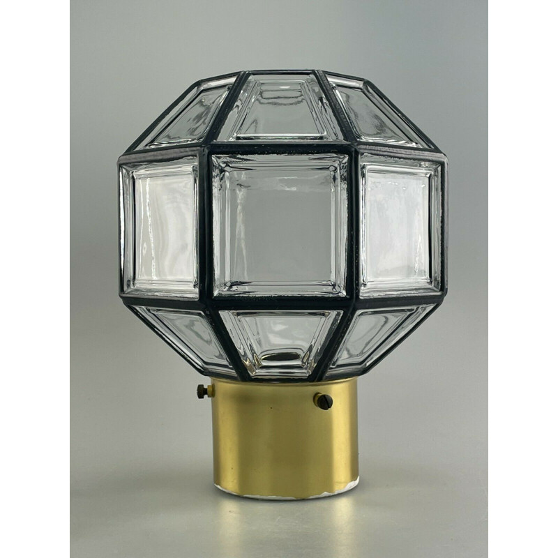 Lámpara de techo vintage de cristal de Glashütte Limburg, 1960