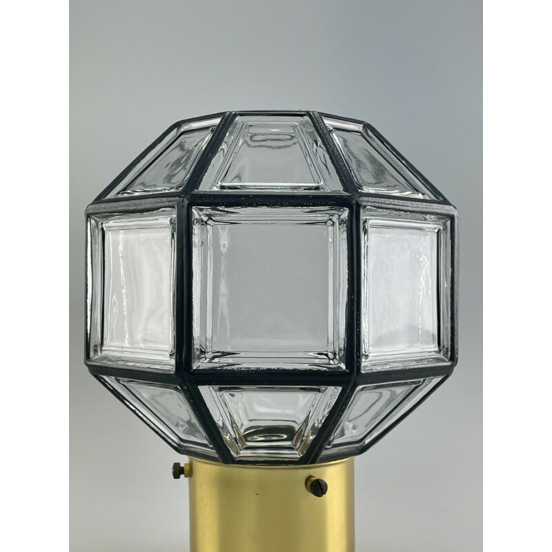 Luz de teto de vidro Vintage de Glashütte Limburg, 1960