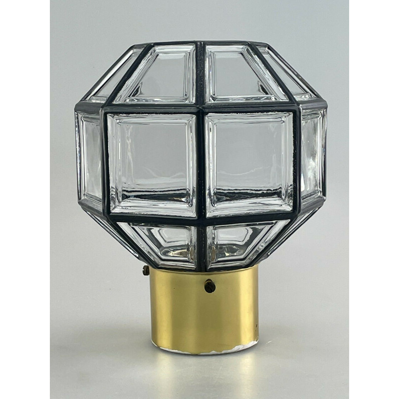 Vintage glazen plafondlamp van Glashütte Limburg, 1960