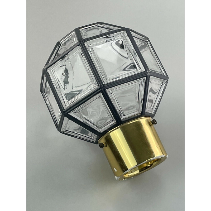 Vintage glass ceiling light from Glashütte Limburg, 1960