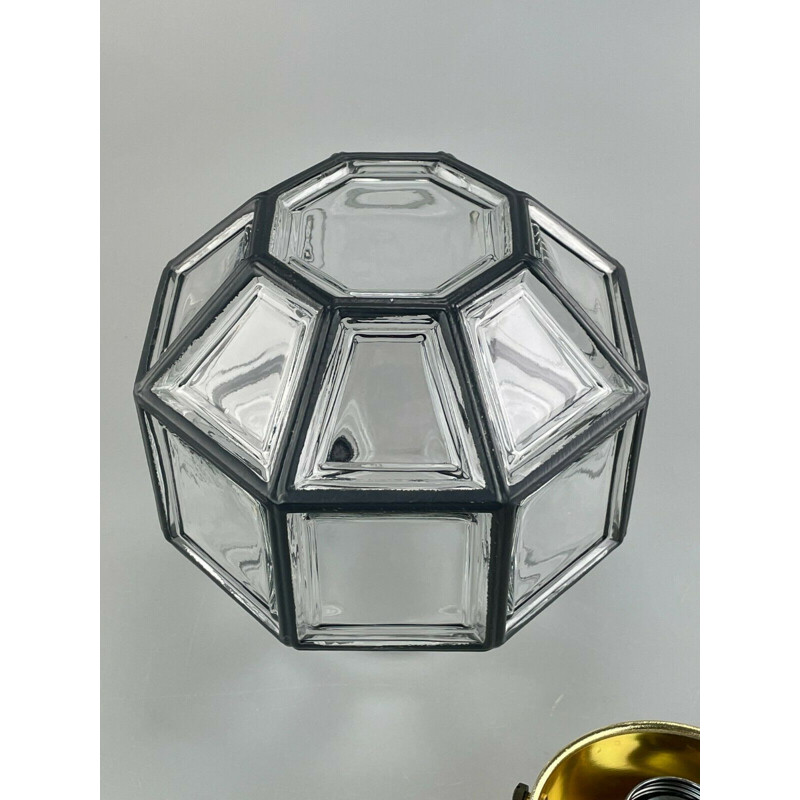 Vintage glass ceiling light from Glashütte Limburg, 1960