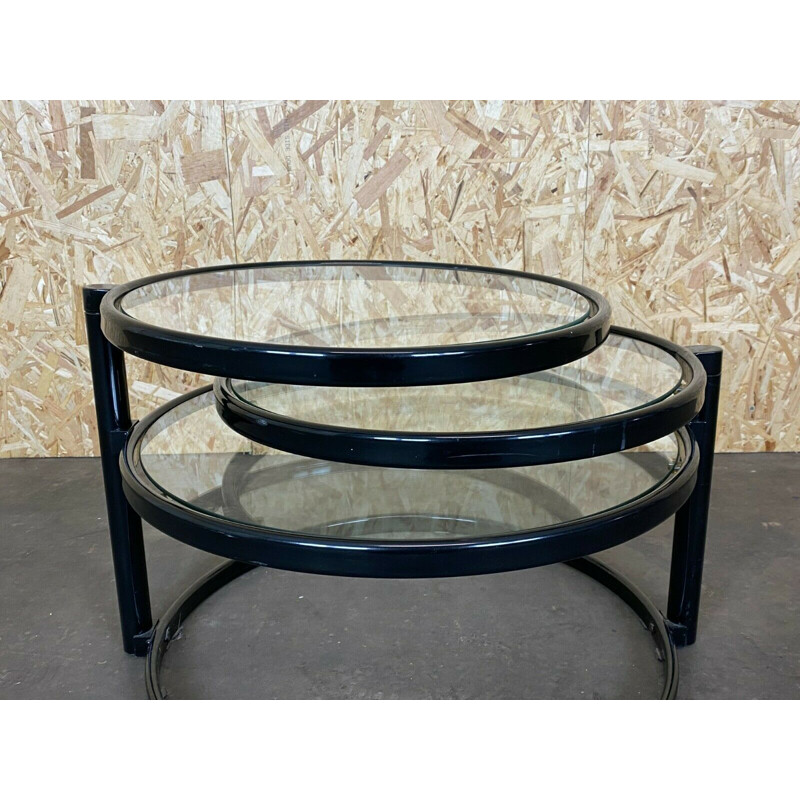 Vintage metal and glass adjustable coffee table, 1960