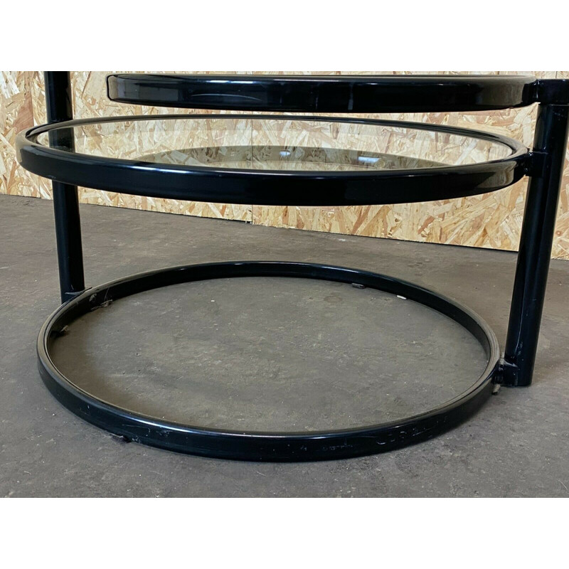 Vintage metal and glass adjustable coffee table, 1960