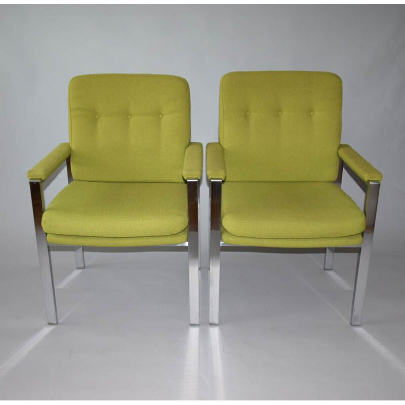 Pair of vintage chrome armchairs by Milo Baughman, 1970