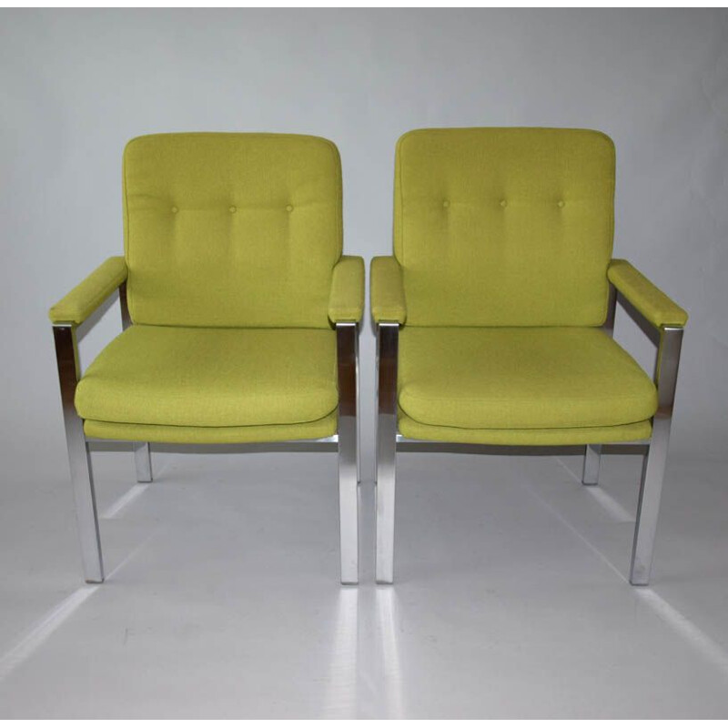 Pareja de sillones cromados vintage de Milo Baughman, 1970