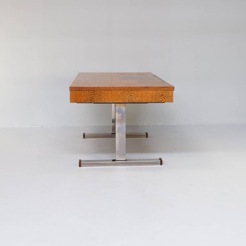 Vintage wenge veneer executive writing desk, 1970s