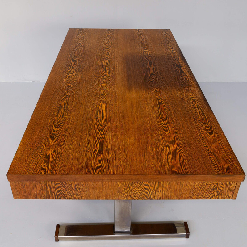 Vintage wenge veneer executive writing desk, 1970s