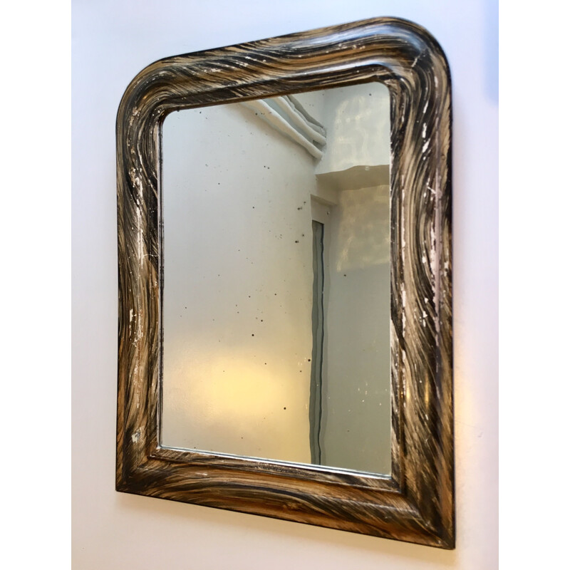 Vintage mirror in blackened wood, 1900