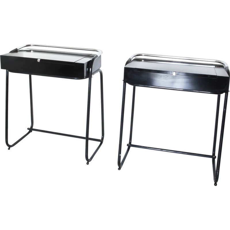 Set of 2 chromed metal and formica dressing tables - 1960s