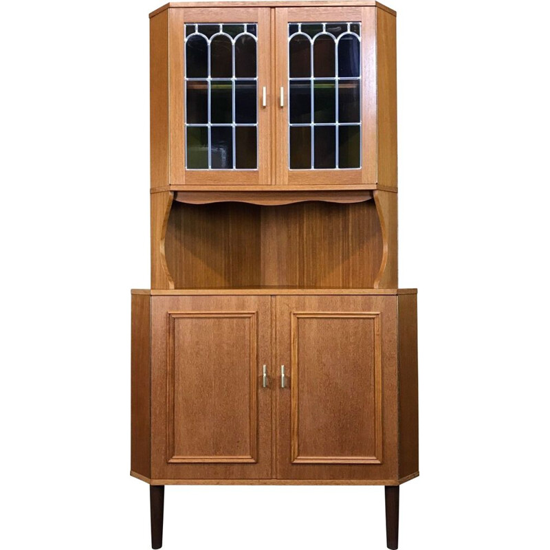 Danish vintage teak corner display cabinet, 1960-1970s