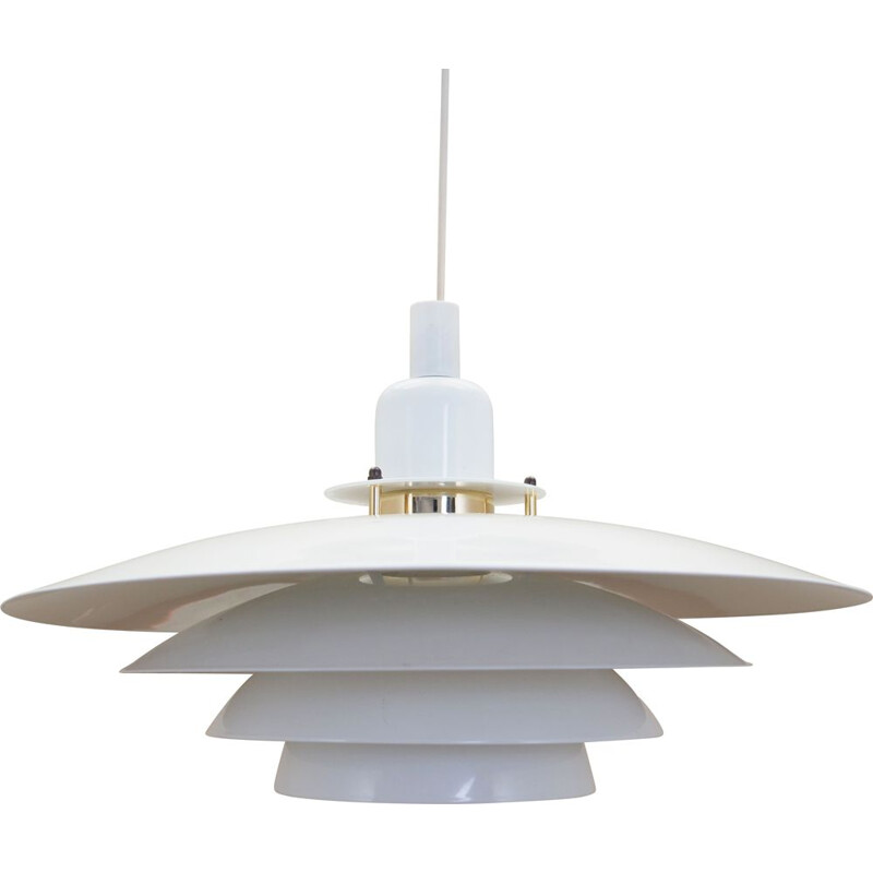 Vintage white metal pendant lamp, Denmark 1970s