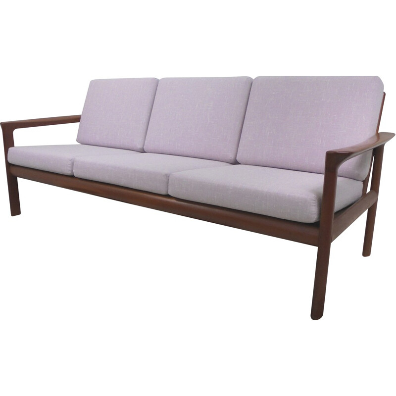 Danish 3 seater sofa in wood and fabric, Sven ELLEKAER - 1950s