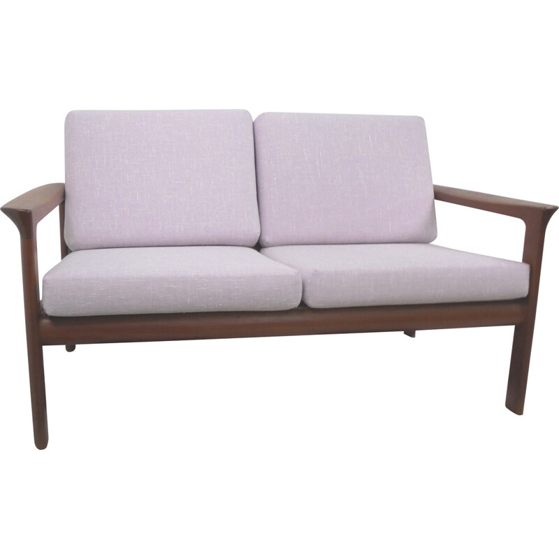 2 seater sofa in wood and fabric, Sven ELLEKAER - 1950s