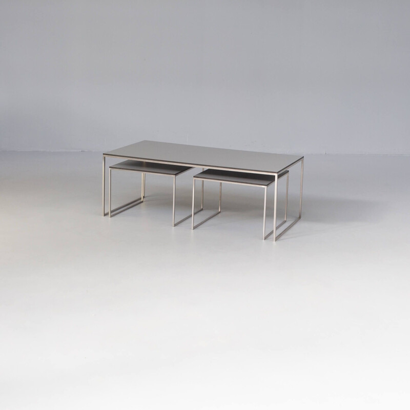 Vintage nesting tables with stainless steel legs