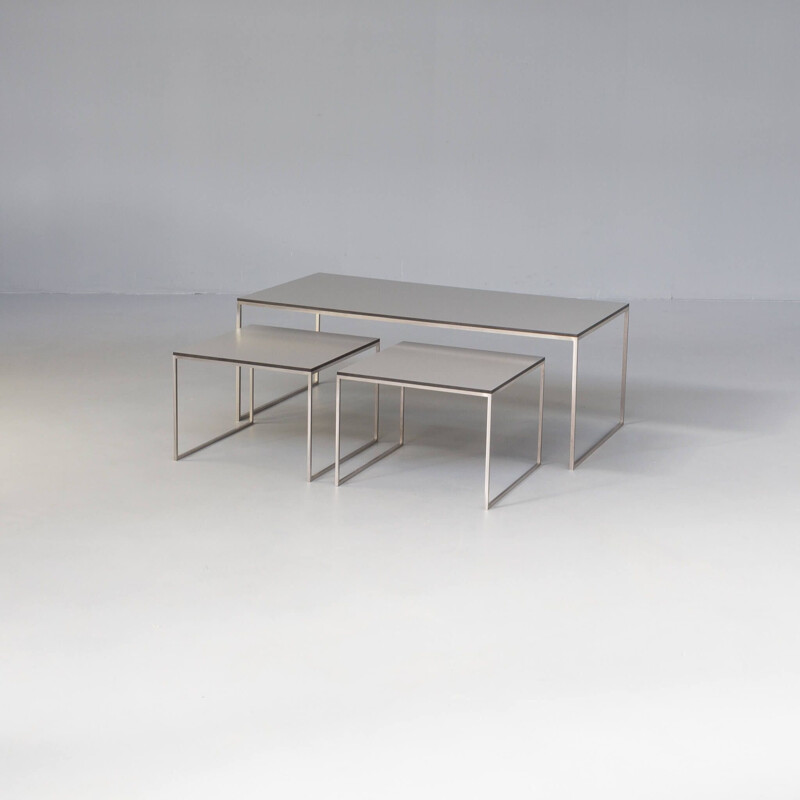 Vintage nesting tables with stainless steel legs