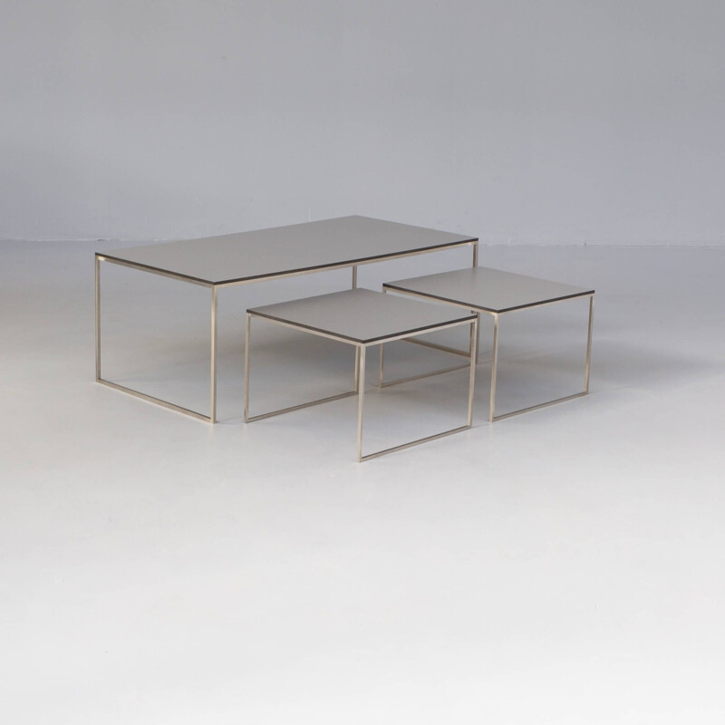 Vintage nesting tables with stainless steel legs