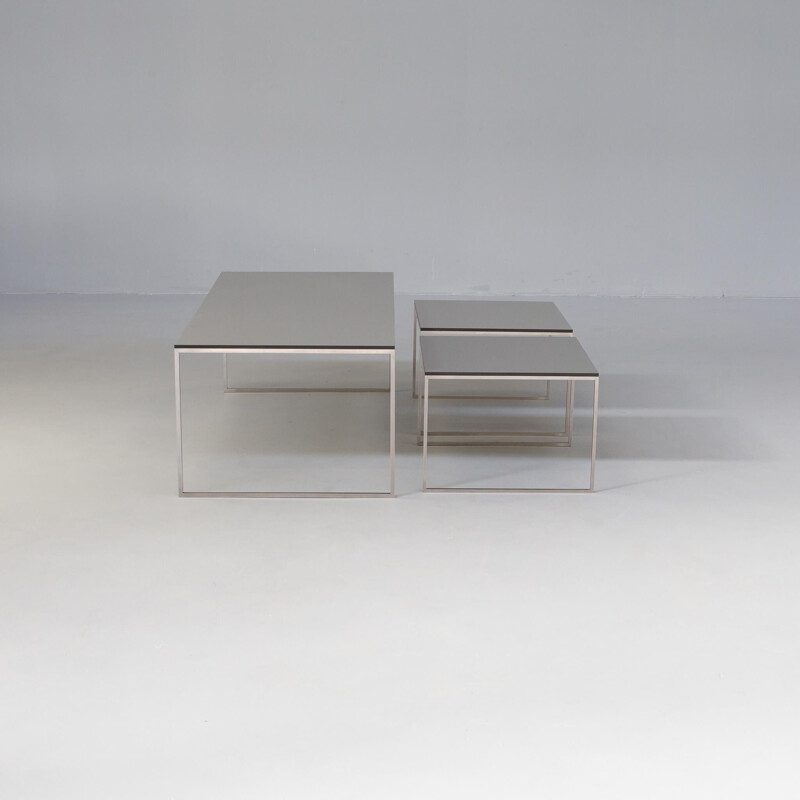 Vintage nesting tables with stainless steel legs