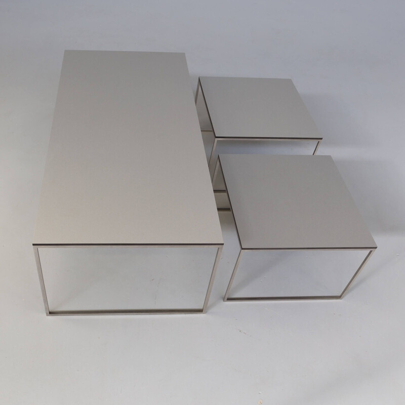 Vintage nesting tables with stainless steel legs