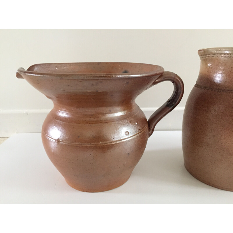 Set of 3 vintage stoneware pitchers