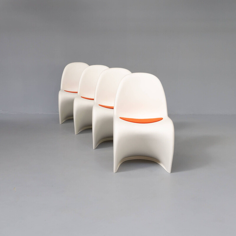 Set of 4 vintage chairs "panton" by Verner Panton for Vitra