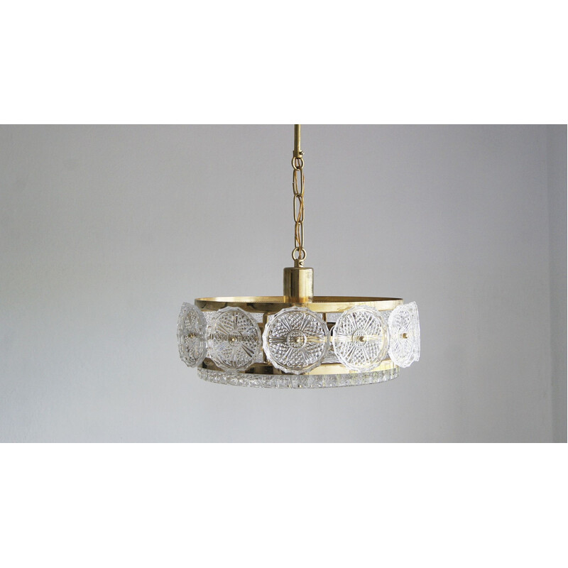 Scandinavian vintage crystal pendant lamp by Orrefors, 1960s