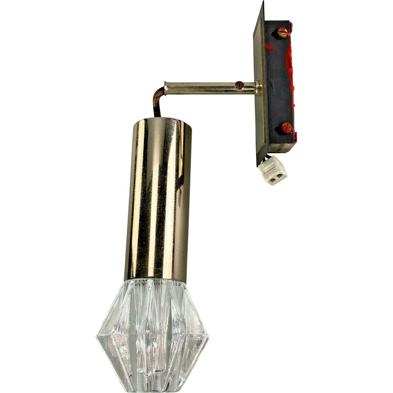 Vintage wandlamp van chroom en glas, 1960-1970
