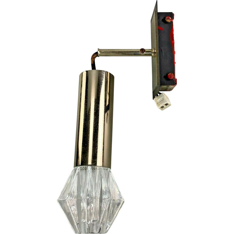 Vintage wall lamp in chrome and glass, 1960-1970s