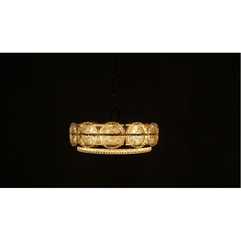 Scandinavian vintage crystal pendant lamp by Orrefors, 1960s