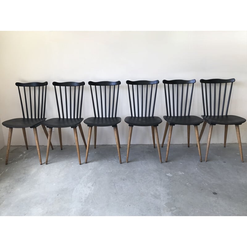 Lot de 6 chaises bistrot vintage Menuet par Baumann, 1970