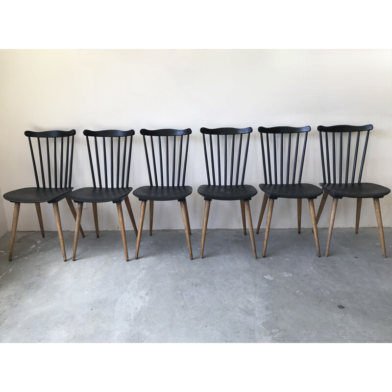 Set of 6 vintage bistro chairs Menuet by Baumann, 1970