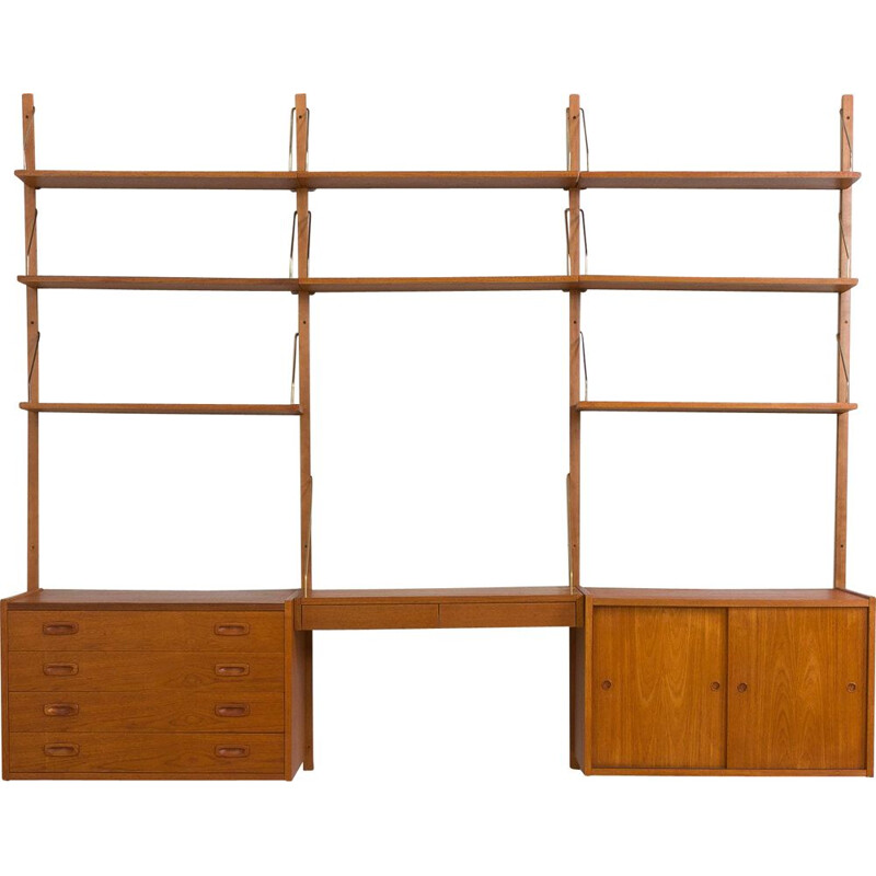 Danish mid century teak wall unit by Preben Sorensen, 1960s