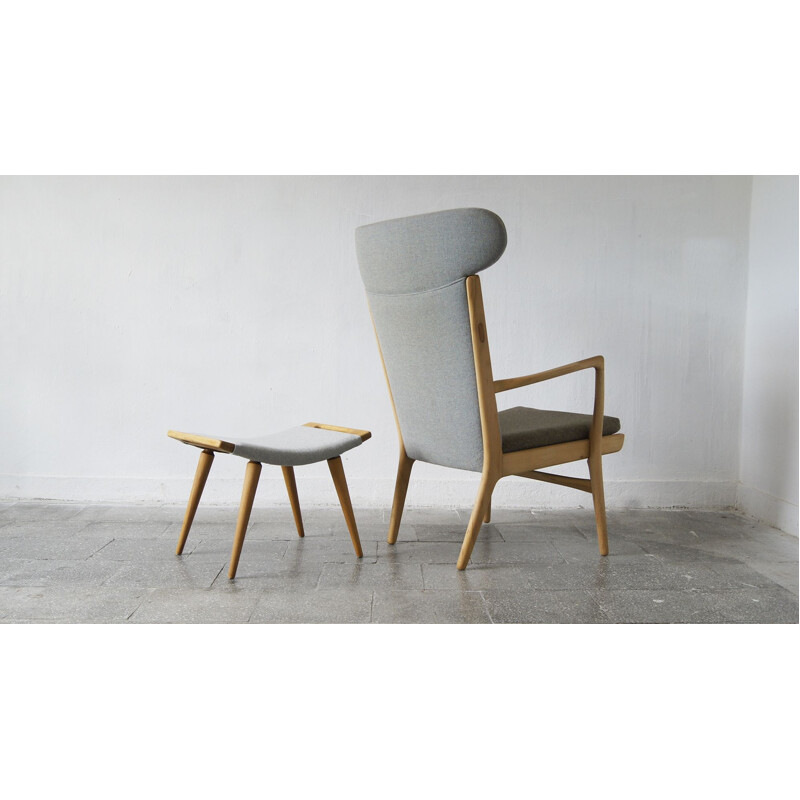 Vintage model Ap-16 armchair and ottoman by Hans J. Wegner for Ap-Stolen, 1951