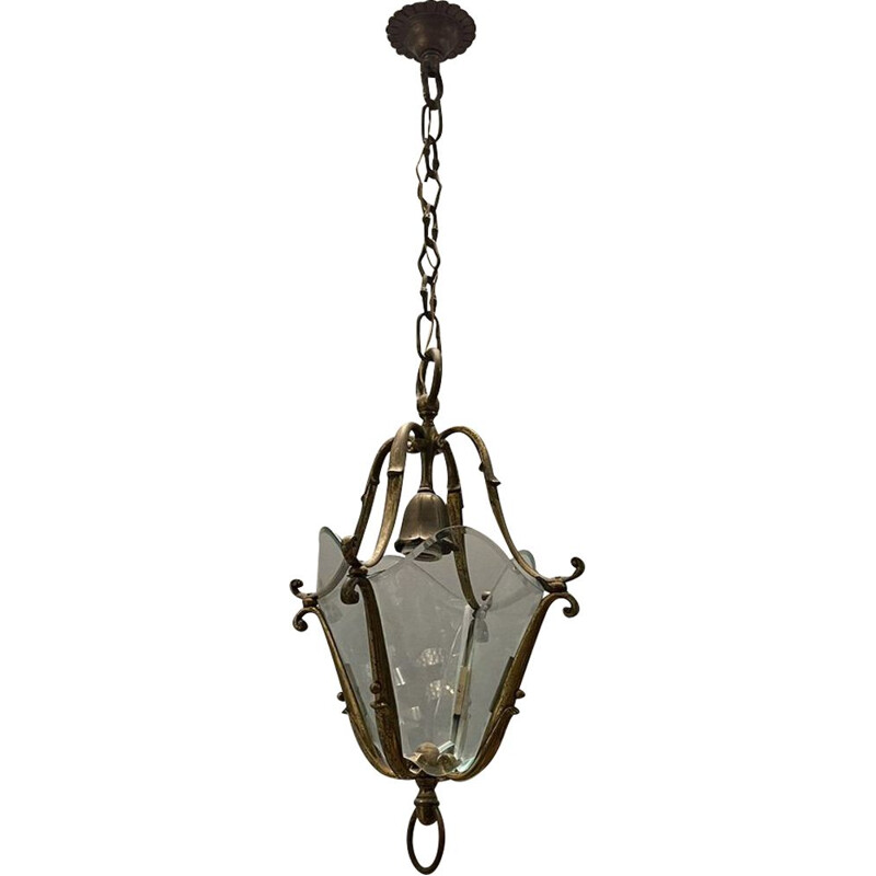 Vintage Italian bronze pendant lamp, 1950s
