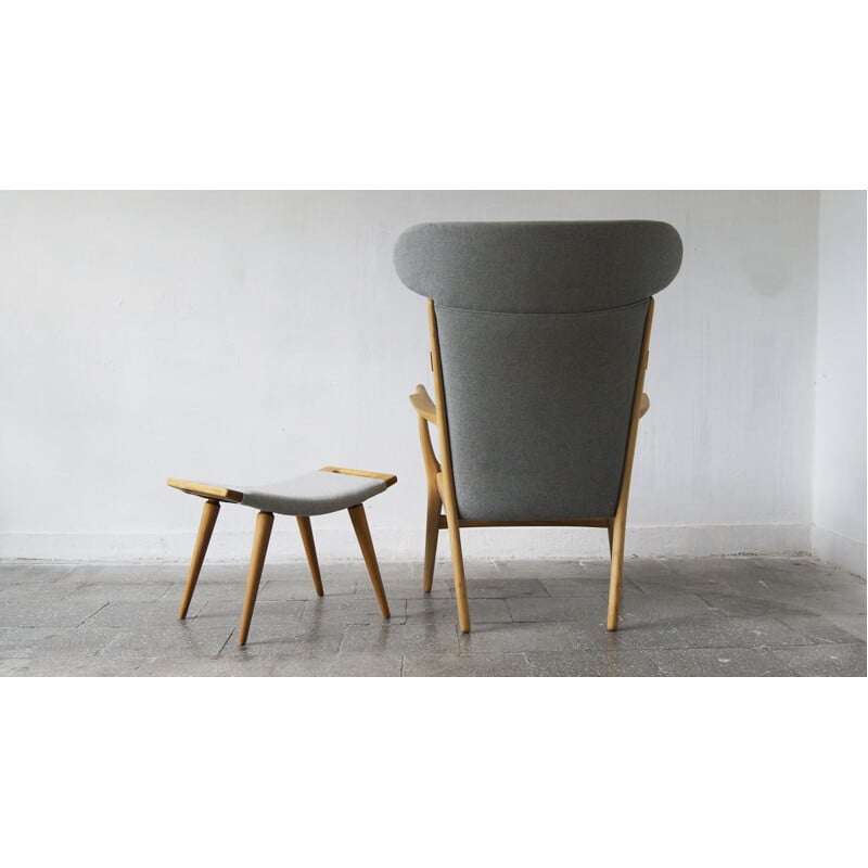 Vintage model Ap-16 armchair and ottoman by Hans J. Wegner for Ap-Stolen, 1951