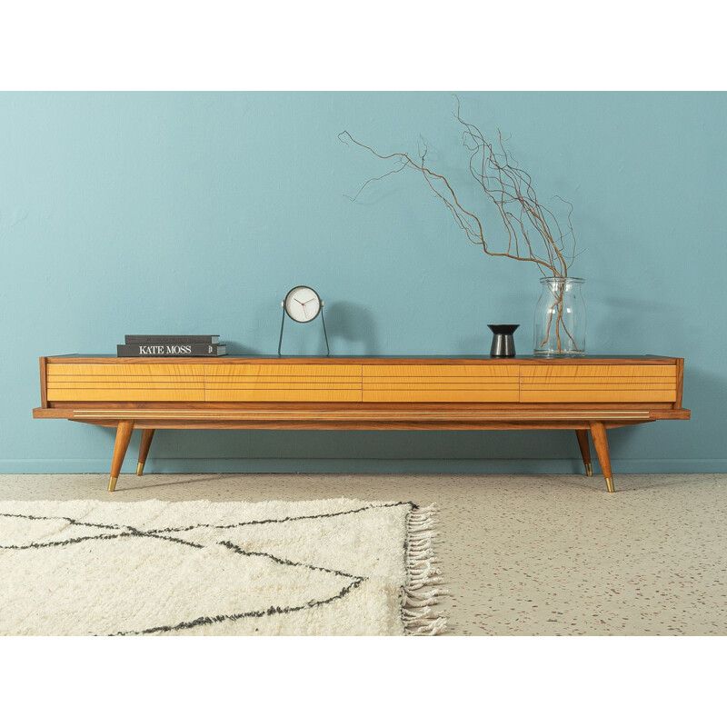 Vintage wood lowboard with four drawers, Germany 1950s