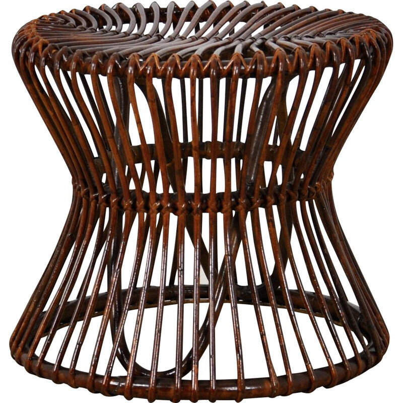 Sgabello in rattan vintage, 1960