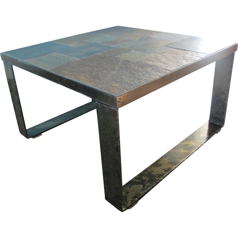 Vintage hammered steel side table by Paul KINGMA, 1960