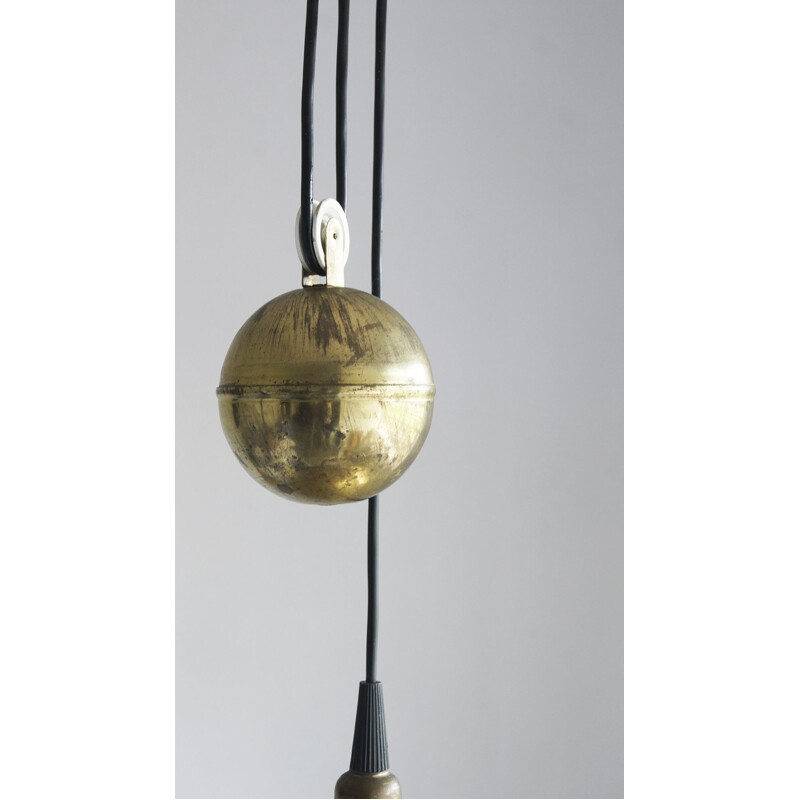 Vintage Counterbalance brass pendant lamp