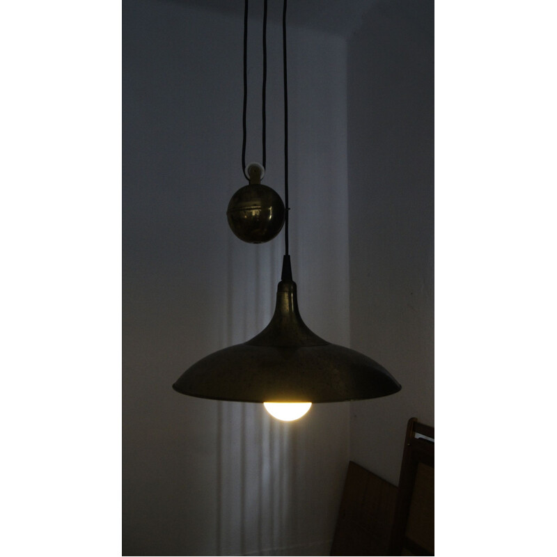 Vintage Counterbalance brass pendant lamp