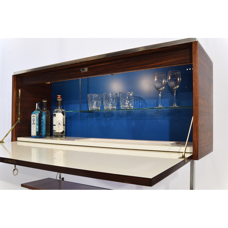 Buffet bar haut en palissandre et métal chromé - 1960